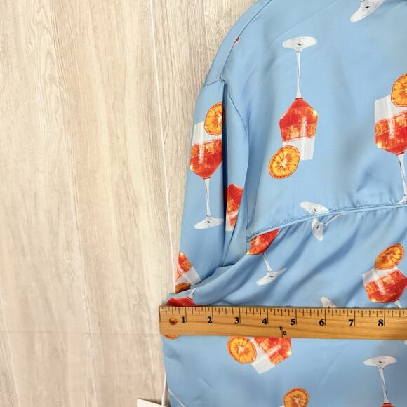 Show Me Your MuMu Satin Pajama Top Women Small Saint Spritz Cocktail Sleep Shirt - Picture 13 of 14